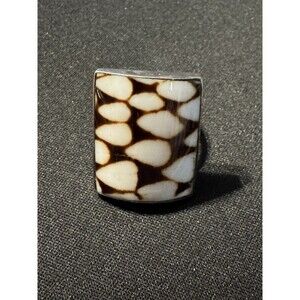 925 Tourmaline Ring Brown & White Size 7